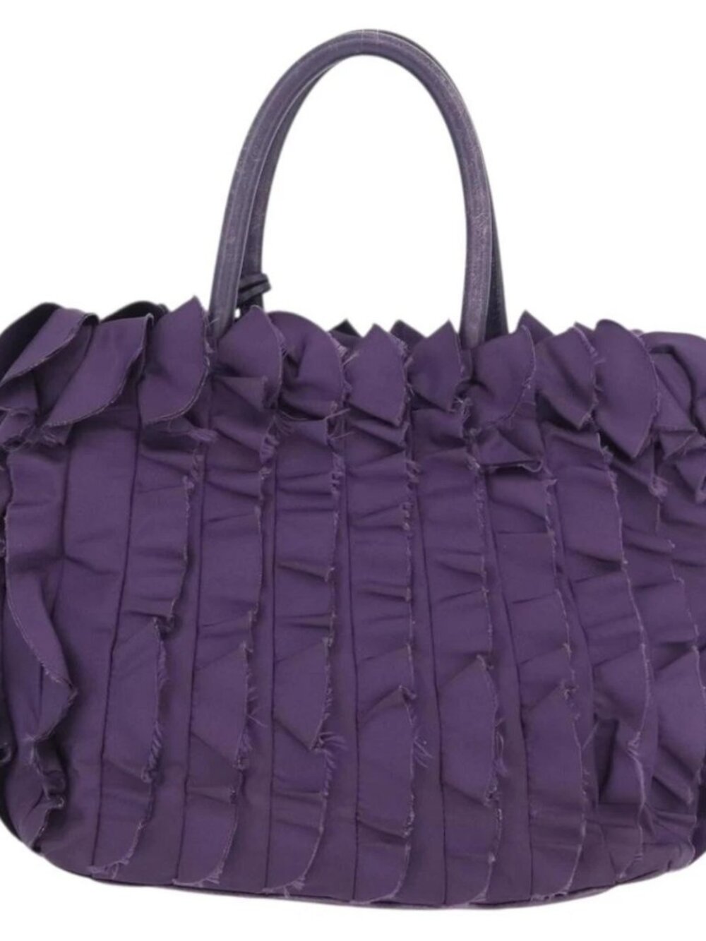 PRADA Hand Bag Nylon Leather Purple Gold Auth 173998 - Picture 3 of 15